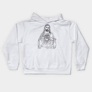 Immaculate heart of Jesus - black lines Kids Hoodie